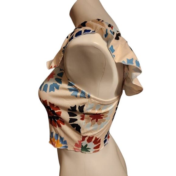 Boutique festival top cropped colorful rifle ribbed medium 6 new - Picture 2 of 6